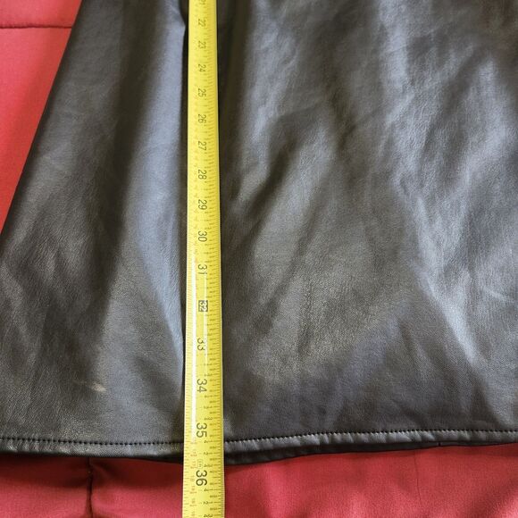 Kensie NWT Women's Black Lace-Trim Faux-Leather Shift Dress Size 10 - Picture 9 of 14